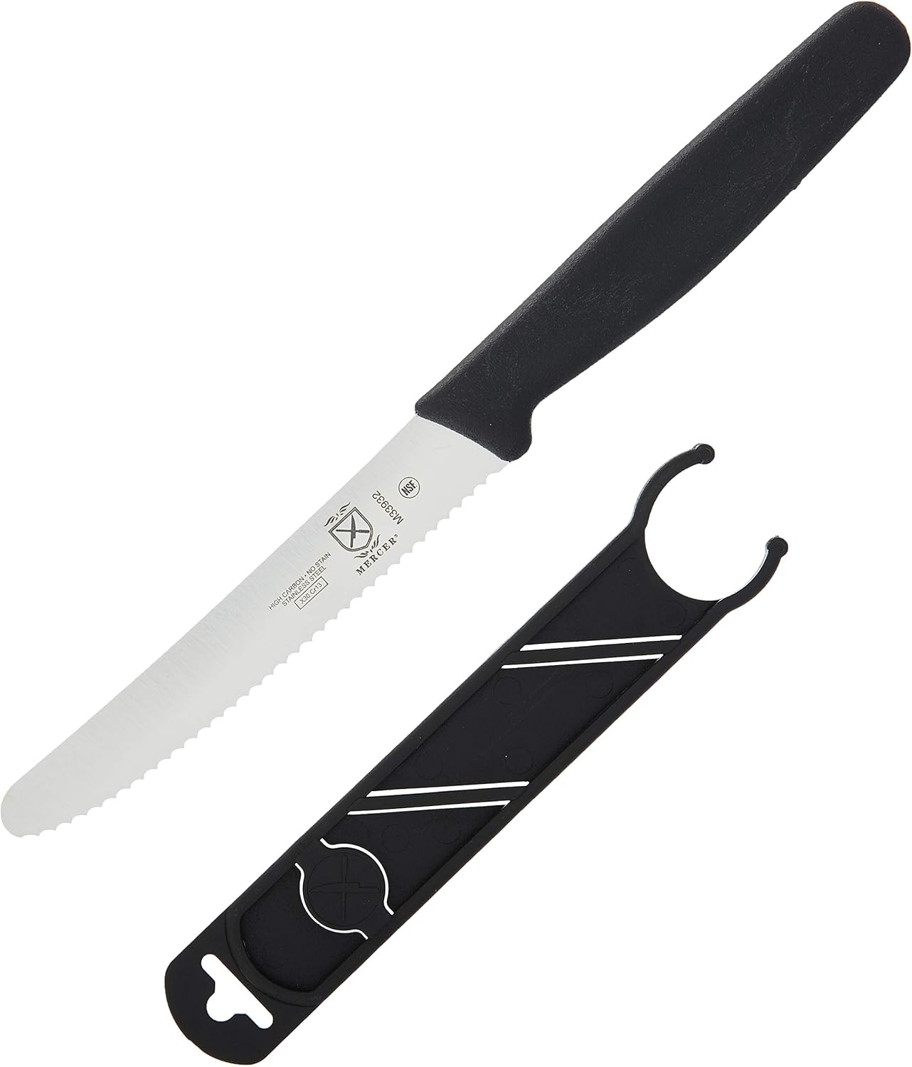 Mercer Culinary Rounded Tip Wavy Bar Knife, 4-5/16 Edge, Black