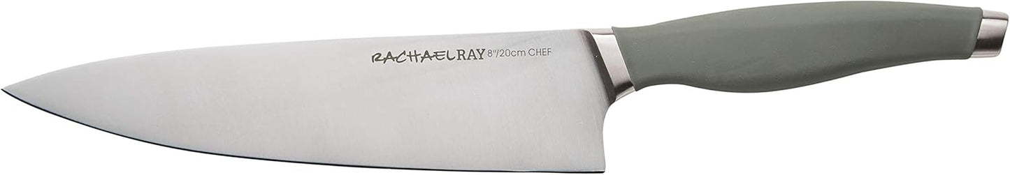 Rachael Ray Cutlery Japanese Stainless Steel Knives Set with Sheaths, 8-Inch Chef Knife, 5-Inch Santoku Knife, and 3.5-Inch Paring Knife, Teal