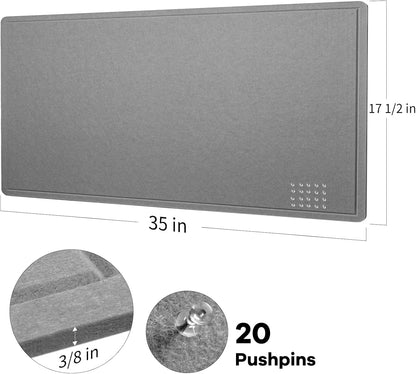 Lightomorrow Bulletin Board, 36 x 24 inches Felt Board - Decorative Pin Board, Cork Board Alternative for Wall, 3' x 2' Foldable Self-Adhesive Vision Board Prayer Board with 20 Pushpins - Black