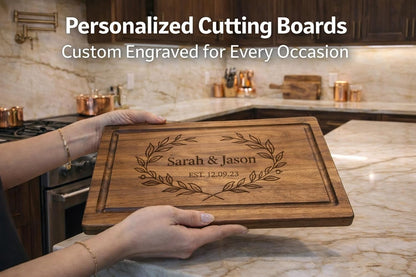 EcoDecors 18"x14" Extra Large Teak Cutting Board, Edge Grain Wood with Juice Groove & Handle, FSC Certified for Kitchen, Carving & Butcher Block Prep