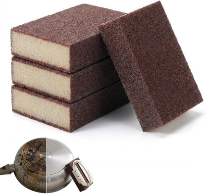 Magic Cleaning Sponge Rust Remover, 2026 New Carborundum Sponge, Sponge Brush Eraser Scrub Pad, Kitchen Cleaning Sponge for Removing Rust Cleaning Pots and Pans (Sponge*2+Handle*2)