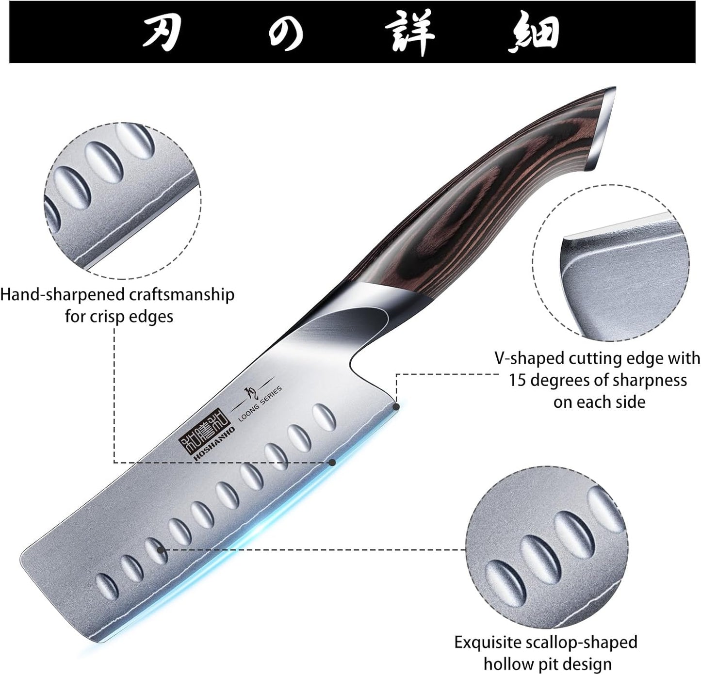 HOSHANHO 5.5 Inch Nakiri Knife, Japanese High Carbon Stainless Steel Chef Knife, Multipurpose Meat Vegetable Sharp Kitchen Knife with Ergonomic Pakkawood Handle