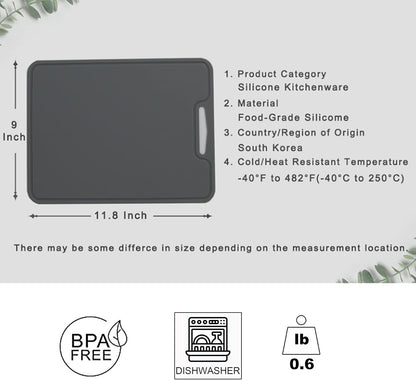 Premium Thick & Flexible Silicone Cutting Mat, BPA Free, Knife Friendly, Non-Toxic, Anti-Slip, Dishwasher Safe, Space Saving, Easy Grip Handle, Ergonomic Design, Chopping Board (Blue, Medium)