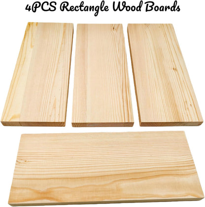 4PCS Rectangle Wood Boards Unfinished Wood Blocks for Crafting, 8x6x1in Blank Whittling Wooden Blocks for Wood Carving,Painting & Burning