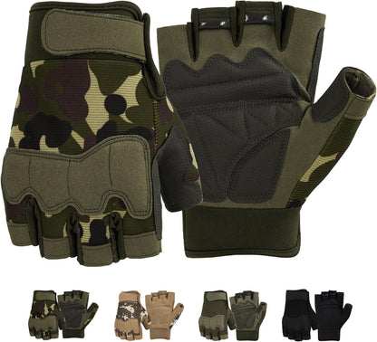 FIORETTO Fingerless Workout & Exercise Gloves for Gym, Weight Lifting, Airsoft, Shooting, Hunting, Hiking, Cycling, Driving, Motorcycle, Climbing M210603