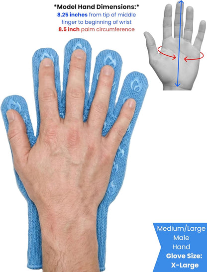 Oven Gloves with Fingers - 932°F Extreme Heat Proof and Cut Resistant Mitts for Kitchen, BBQ, Grill, Baking, Fire Pit - EN407 Certified with Non-Slip Silicone Grip and Cotton Lined for Comfort