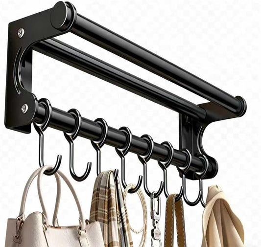Hanging Wall Mount Knife Wall Mount,Kitchen Utensil Hanger,Space-Saving Kitchen Utensil Rack with Hooks,Kitchen Storage Shelf for Utensils Spatula Spoon, Easy to Clean (Grey, 40CM+8Hook)