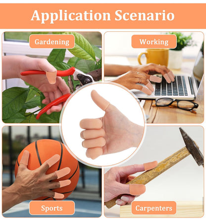 16Pcs Thumb Covers, Silicone Thumb Protector Covers Polyethylene Fiber Finger Cots for Cover Wounds, Reusable Finger Guard Cover Pain Relief for Wounds Cracking Comfortable Fit & Easy to Use
