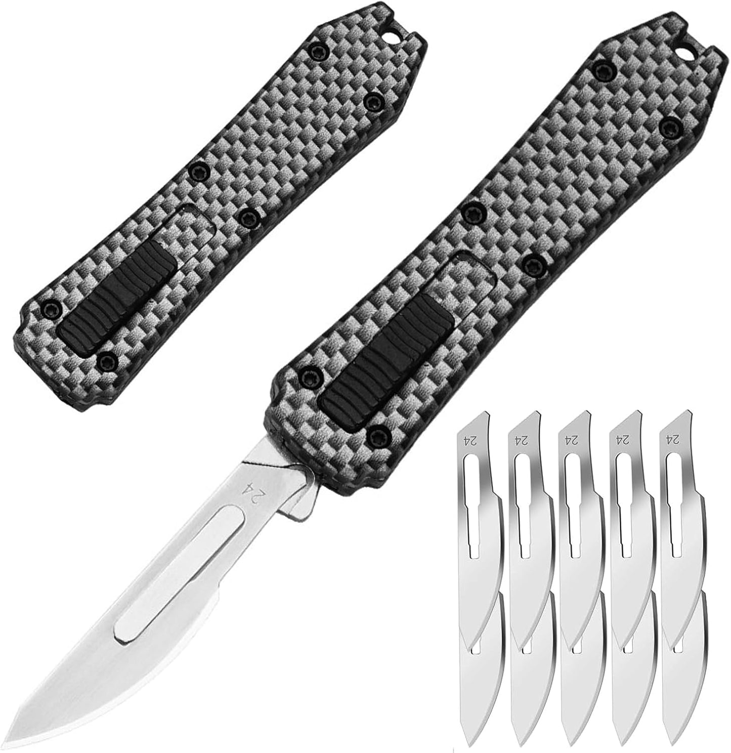 Auto Retractable Utility Knife, Automatic Scalpel Knife with 10PCS #24 Blades, Safety Box Cutter, Razor Blades Utility Knives