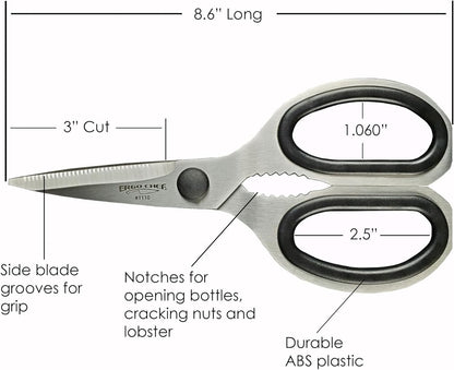 Ergo Chef All-Purpose Come-Apart Kitchen Shears for Poultry, Fish, Vegetables, Herb Stripper, Bottle Opener (Black)