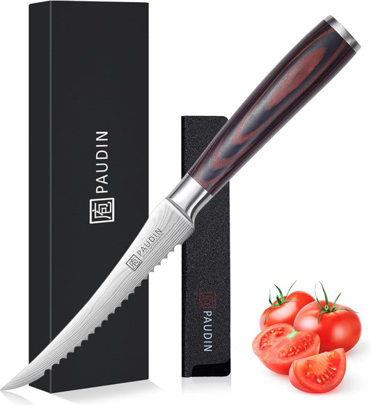 PAUDIN Meat Cleaver 8 Inch Butcher Knife, High Carbon Stainless Steel Cleaver Chef Knife, Sharp Kitchen Knife Heavy Duty Meat Cutting Knife, Wood Handle