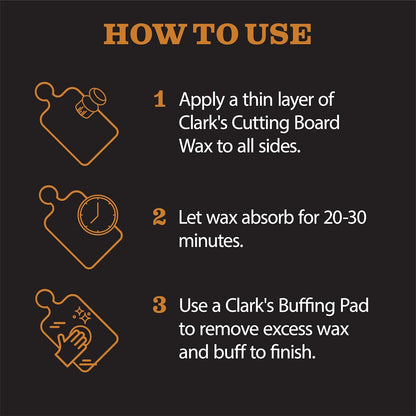CLARK'S Food Grade Mineral Oil (12oz) and Carnauba Wax (6oz) Set - 100% Natural Butcher Block Oil and Cutting Board Wax - Food Safe Beeswax and Wood Cutting Board Oil with Orange & Lemon Extract