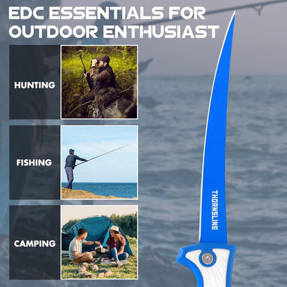 Folding Fillet/Fishing/Camping/Hunting Knife, Ultra-Sharp G4116 German Stainless-Steel Blades, Non-Slip Handles,7 ½ inch folded,13 ½ inch overall Length, 2025 New Upgraded Knife