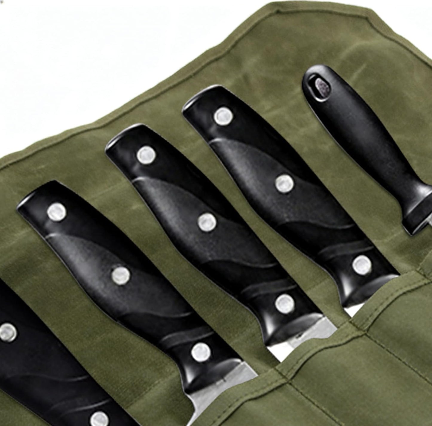 Waxed Canvas Chef Knife Roll Bag | Multi-Slot Protector Professional Organization for Kitchen Tools & Cutlery - Secure Blade Holder Travel Pouch & Multi-Purpose Storage Case