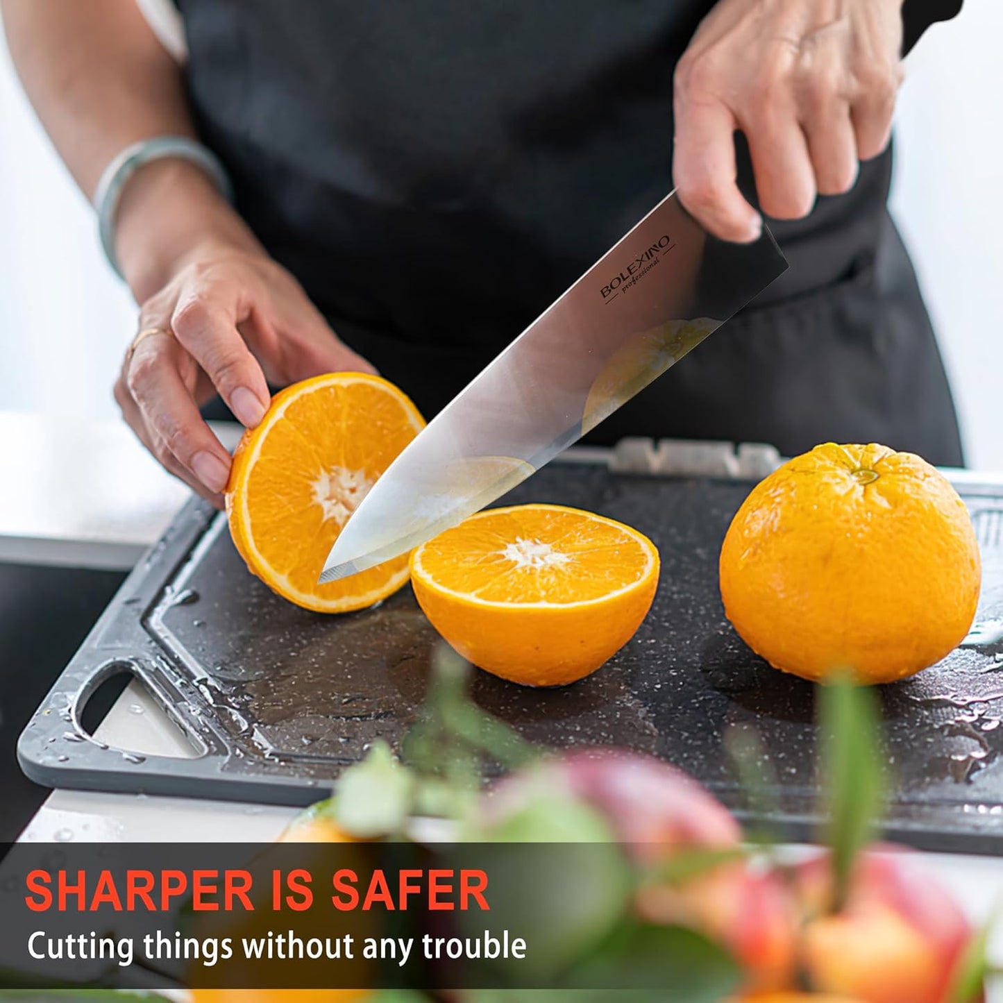 10 inch Japanese High Carbon Stainless Steel Chef Knife, Professional Sharp Wide Cook Knife with Non-slip Ergonomic Handle, for Kitchen Home Restaurant (Green)