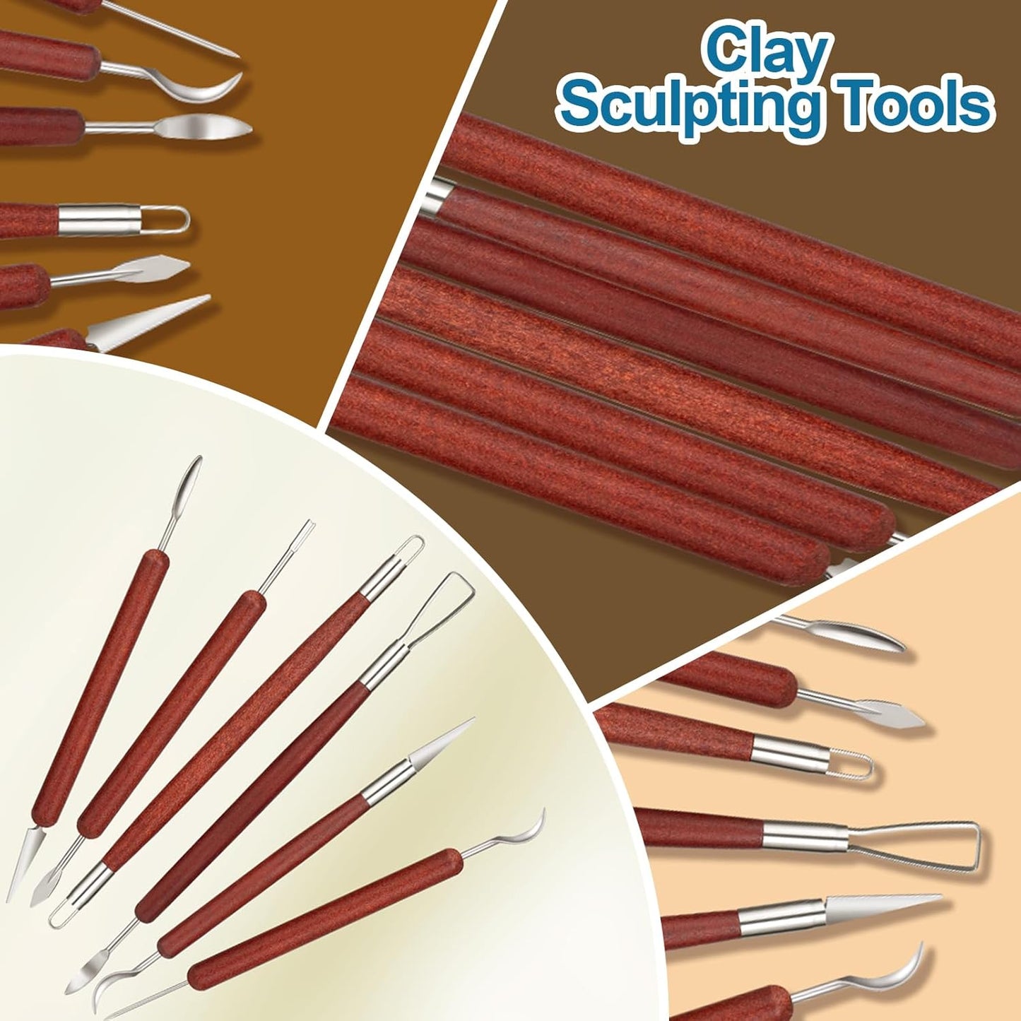 Amrules Clay Tools Kit, 12 PCS Polymer Clay Cutter Tools, Rectangle Shape Acrylic Press Board and Roller Pin Supplies Suitable for Shaping, Carving, Pottery Craft and DIY Projects