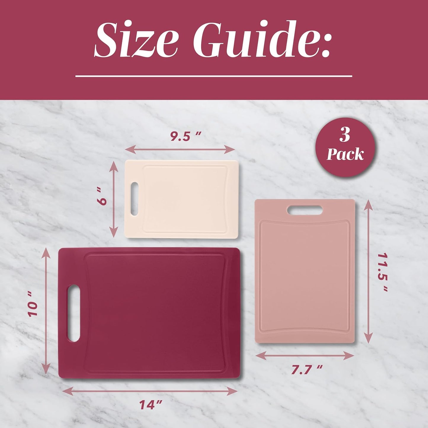 COOK WITH COLOR Non-Slip Cutting Board Set – Kitchen Essentials with Easy Grip Handle for Meat, Veggies, and Fruits, 4 Cutting Boards, Brown