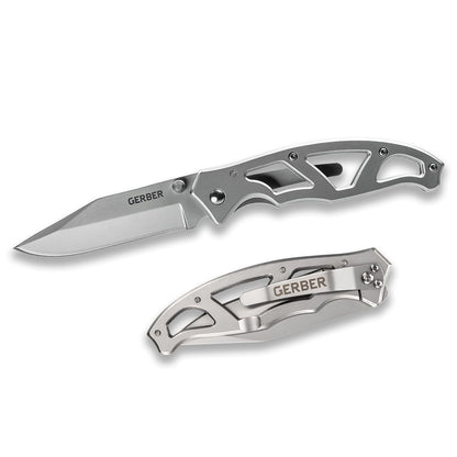 Gerber Gear Paraframe I EDC Folding Pocket Knife, 3" Serrated Edge with Safety Frame Lock, Stainless Steel, Grey