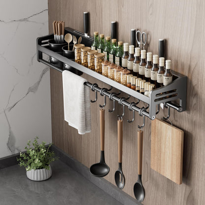 utensil hanger, wall mounted kitchen rail with hooks, waterproof hooks for kitchen utensils, easy installation without drilling (19.7 inches, Cup, 1)