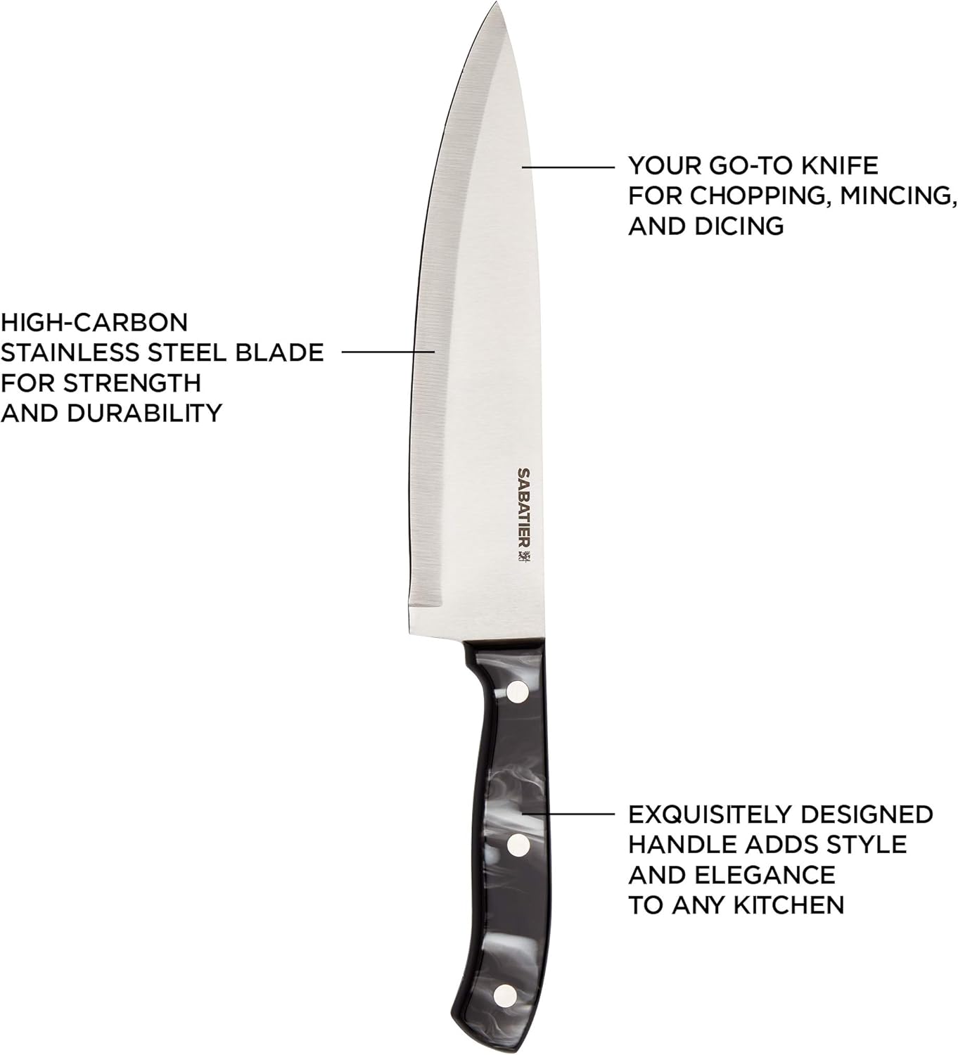 Sabatier Triple Riveted Serrated Utility Knife, 5-Inch, Razor-Sharp Kitchen Knife to Cut Fruit, Vegetables and more, High-Carbon Stainless Steel, Gray