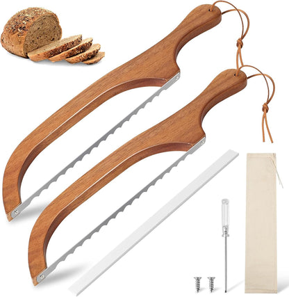 Bread Slicer for Homemade Bread, 15.7 Ergonomic Design, Premium Stainless Steel Serrated Bread Bow Knife for Precise Cutting