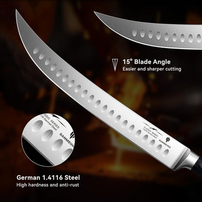10" Bread Knife - Sourdough Slicing Knife Professional 5Cr15MoV Stainless Steel Serrated Knives, Ergonomic Wood Handle & Full Tang Design, Gift Box Included (Single-Edge