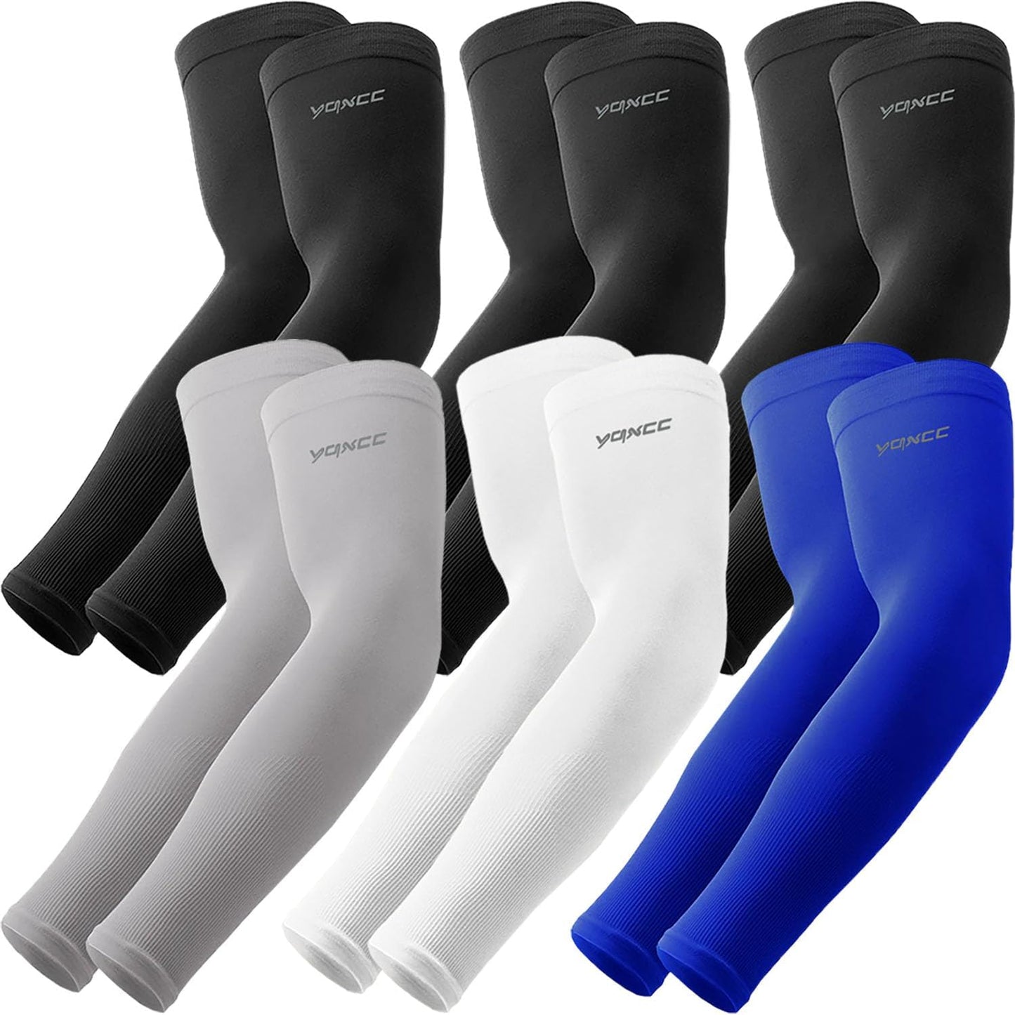 YQXCC 6 Pairs Arm Sleeves for Men Women | UPF 50 Cooling UV Sun Protection | Sports Compression Sleeves