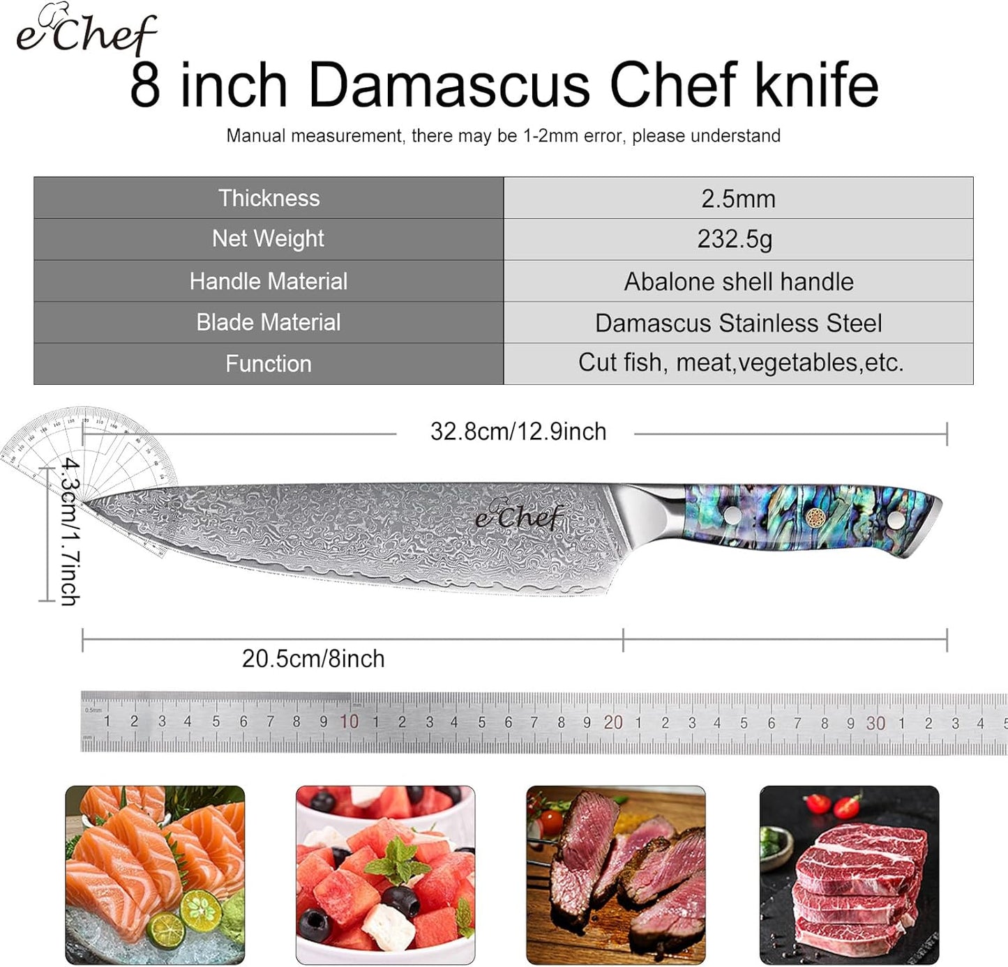 5-Inch Multifunctional Knife, 67-Layer Damascus VG-10 Steel, Abalone Handle, Sharp Knife for Fruits & Vegetables, Gift Box(5-inch utility knife)