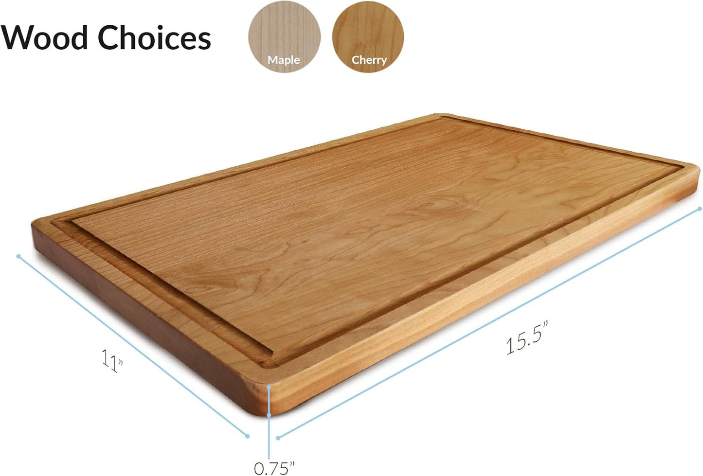 Casual Home Delice Rectangle Juice Drip Groove Cutting Board 15.5"Wx11"Dx0.75"H, Walnut