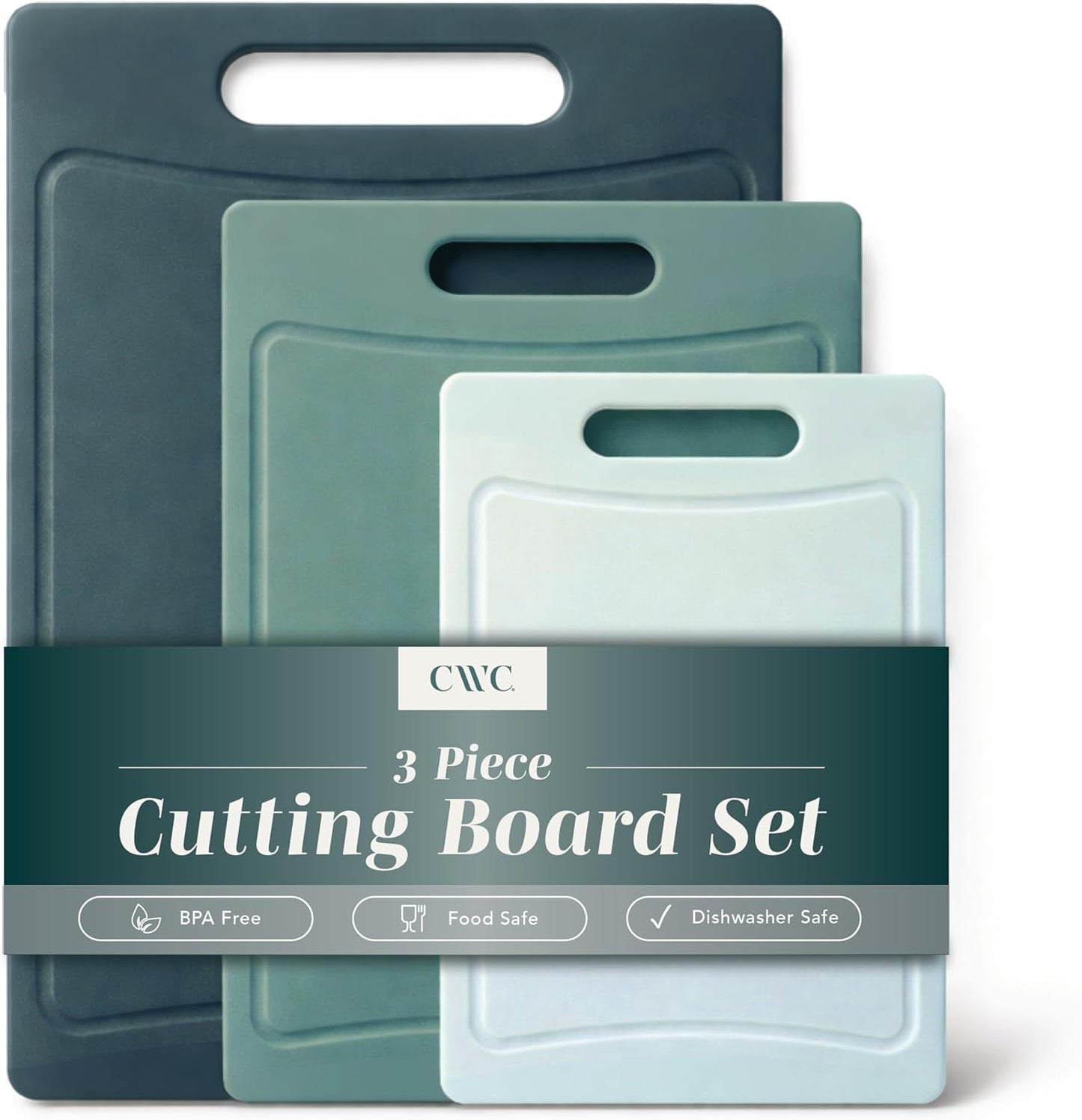 COOK WITH COLOR Non-Slip Cutting Board Set – Kitchen Essentials with Easy Grip Handle for Meat, Veggies, and Fruits, 4 Cutting Boards, Brown