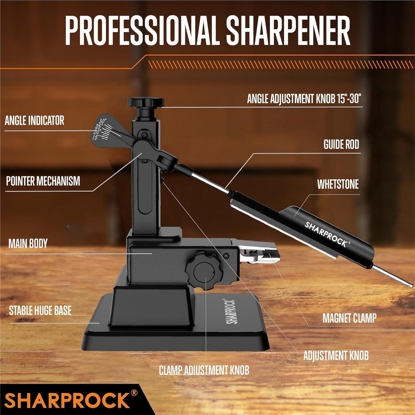 Knife Sharpener System with Precision Angle Adjustable - 7 Whetstones Tool with Ceramic and Diamond Knife Sharpening Kit | Professional Knife Sharpening Systems for Kitchen & Hunting