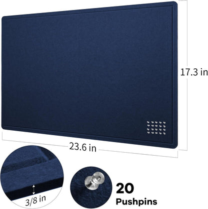 Lightomorrow Bulletin Board, 36 x 24 inches Felt Board - Decorative Pin Board, Cork Board Alternative for Wall, 3' x 2' Foldable Self-Adhesive Vision Board Prayer Board with 20 Pushpins - Black