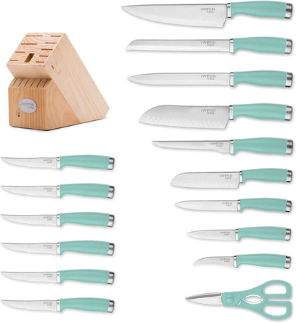 Hampton Forge Epicure True Aqua Knife Block Set, 15 Piece