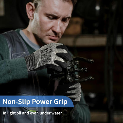 ANSI A9 Cut Resistant Gloves,Cut Resistant Work Gloves,Cut Proof Gloves Nitrile Coated For Metal Fabrication,Woodworking, Construction,Touch Screen,Large