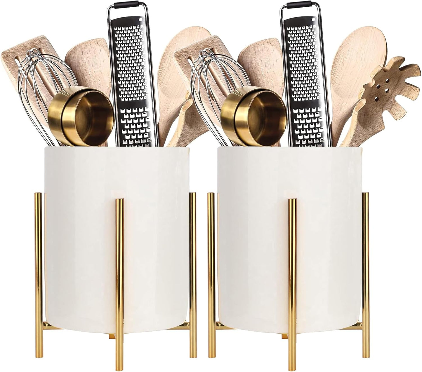 Utensil Organizer for kitchen, Knives and Forks with Shiny metal frame Tray for Farmhouse Kitchen Decor and Countertop(6.3 * 4.33inch)