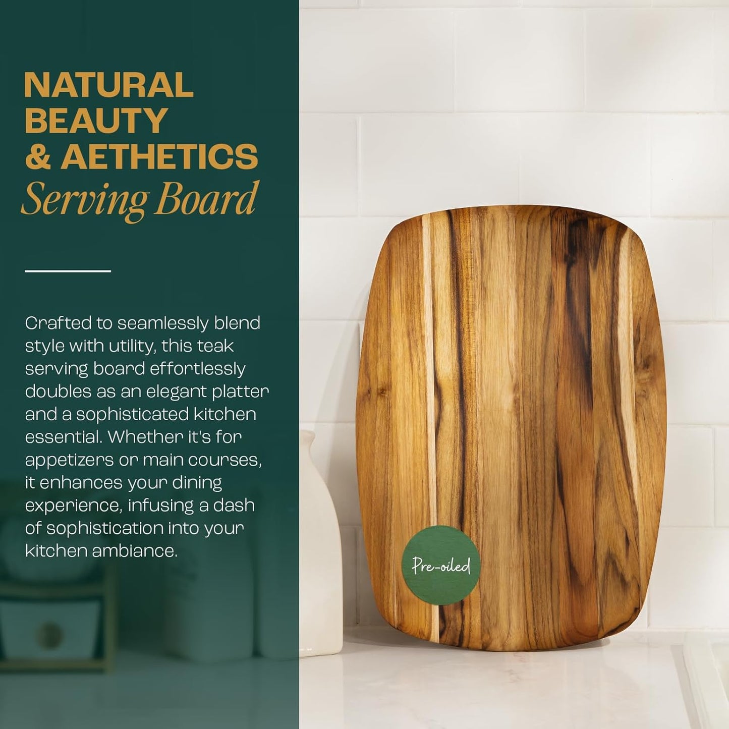 Yes4All Durable Acacia Cutting Boards for Kitchen, [17''Lx13''Wx1.5” Thick] Medium Edge Grain Cutting Board, Pre Oiled Wood Cutting Boards, Thick Chopping Board w/Juice Grooves and Easy Grip Handle