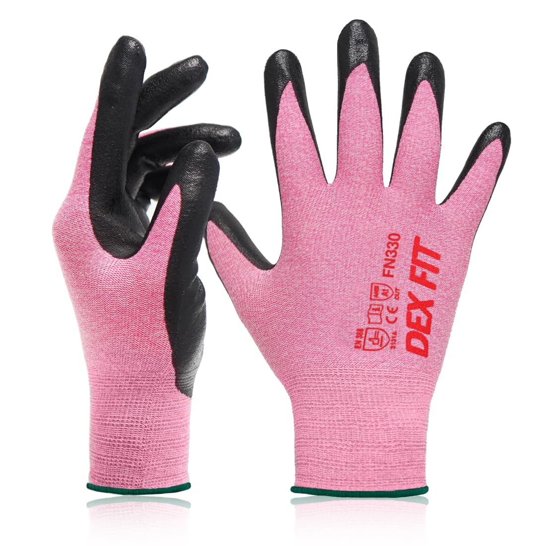 DEX FIT Nitrile Work Gloves FN330, 15-Gauge 3D Snug Stretch Fit, Touchscreen, Power Grip in Wet & Oily Conditions, Mechanic & Warehouse, Men & Women, Black, M, 3 Pairs