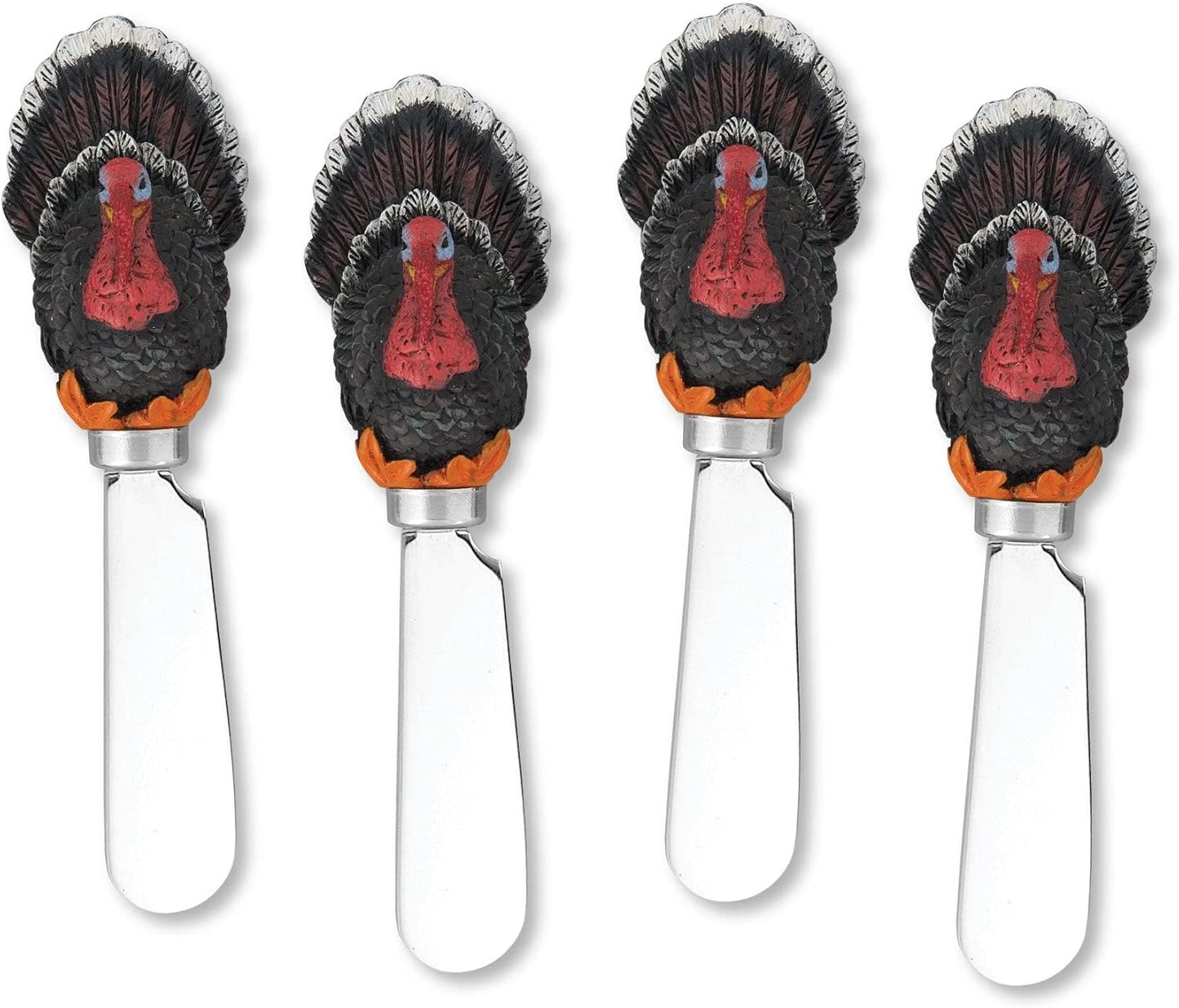 Supreme Housewares Harvest Cheese Spreaders, Hand-Painted Resin Handles with Stainless Steel Blades for Spreading Cream Cheese, Butter, and Jam, Assorted Thanksgiving Designs, Set of 4