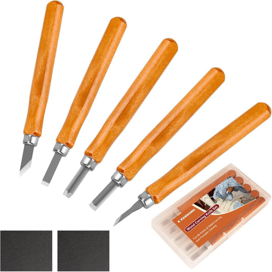 Wood Carving Tools, 14Pcs Wood Carving Knife Kit Carbon Steel, Wood Chisels Set for Pumpkins Soap Sculpture Carving DIY (12 Styles)