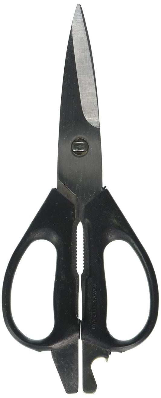 TableCraft E6606 Kitchen Shears, Stainless Steel, Ergonomic Soft Grip Handles, Non-Slip Comfort Grip, Disassembles for Easy Cleaning, 8-3/8" x 3-3/8" x 1/2", Black