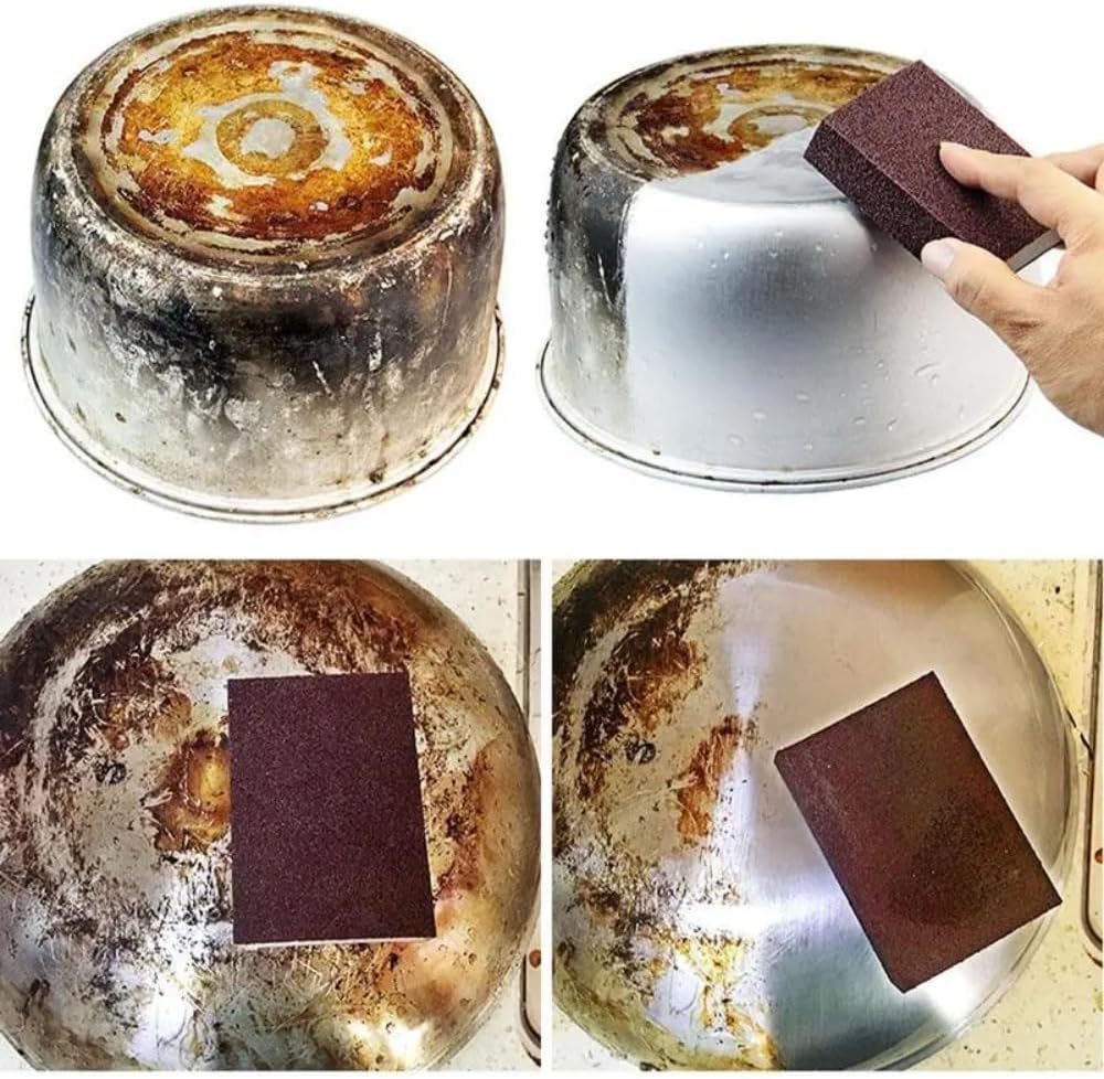3 Pack Magic Emery Cleaning Sponge Rust Remover for Kitchen Pots Powerful Decontamination Tool Versatile Household Cleaning Gadget (3 Pack)