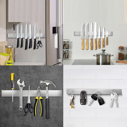 2 PCS Knife Magnetic Strip no Drilling (Refrigerator Applicable), 17 inch Magnetic Knife Holder for Wall, Premium Stainless Steel Magnetic Knife Bar, Used as Tool Holder, Knife Rack, and More