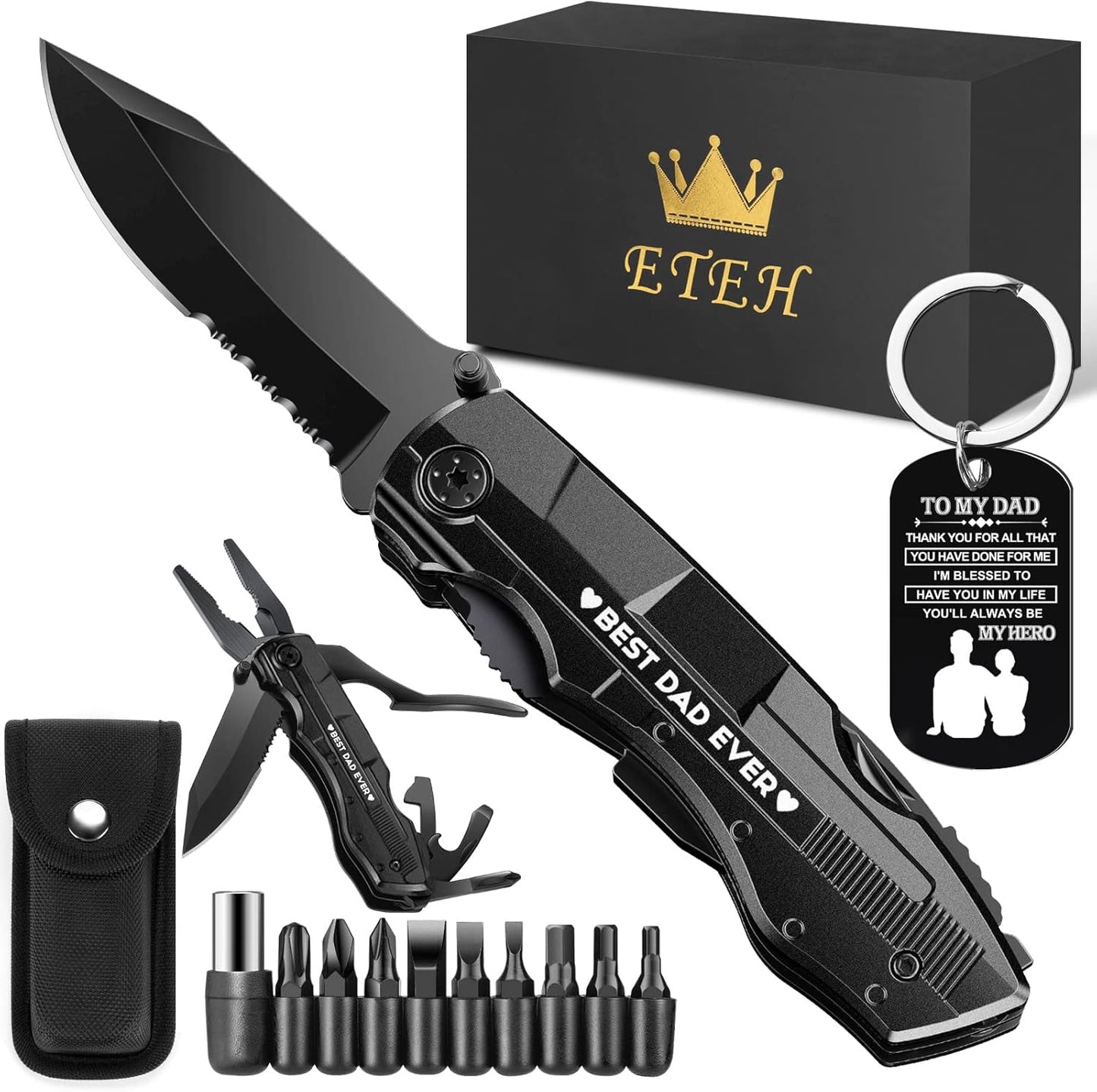 Gifts for Men Him Dad Boyfriend,Multitool Pocket Knife for Men,Anniversary Christmas Gifts for Birthday,Hiking Camping Knife with Screwdrivers Pliers Bottle Opener