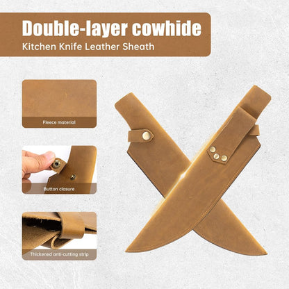 Leather Sheath for 8 Inch Boning Knife, for belt Knife Holster belt, Knife Scabbard Cover, Shop Knife Sheath Knives Sleeves Case Edge Guards Blade Protectors for Outdoor Camping