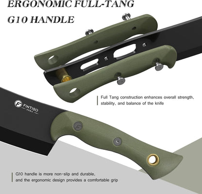 5.5 Inch Butcher Knife, 2-in-1 Chef & Meat Cleaver Knife with Sheath, Multipurpose Full Tang G10 Handle Kitchen Knives for Bone Chopping, 14C28N High Carbon Stainless Steel for Home and Outdoor