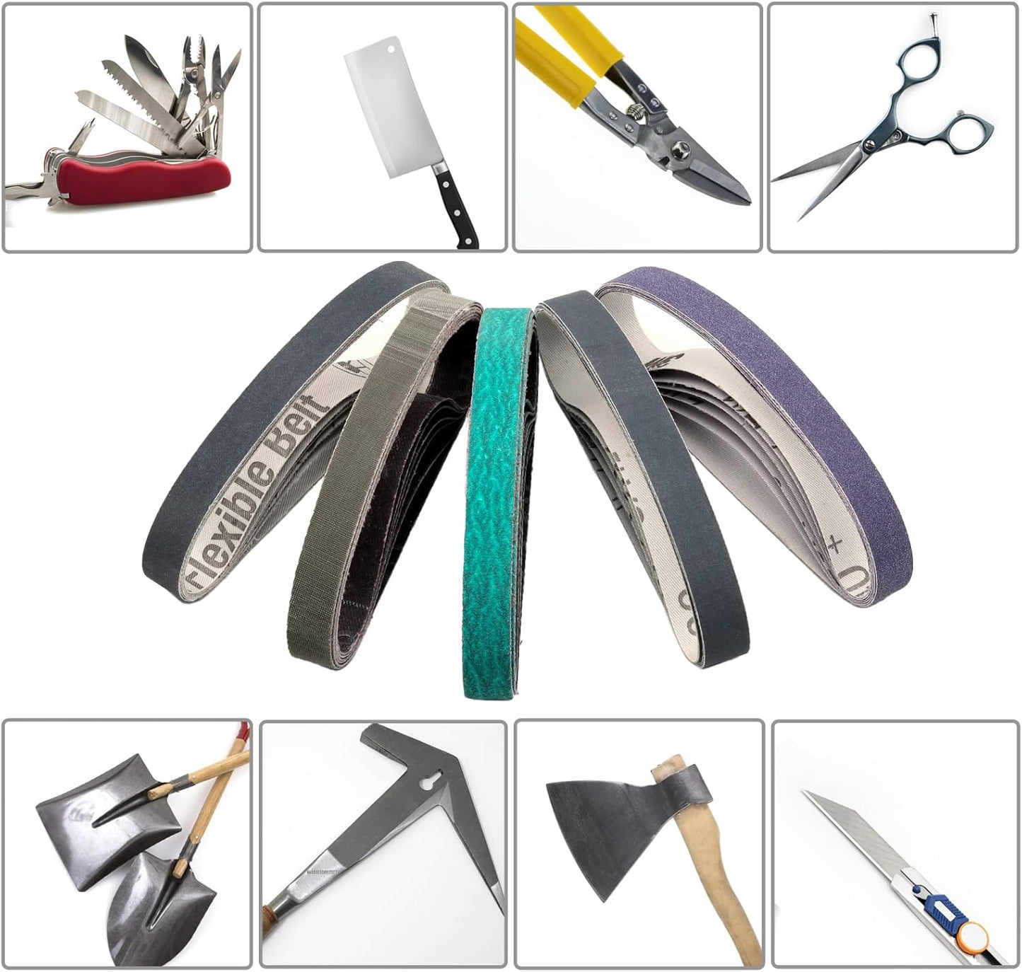 1 x 18 Inch Sanding Belts,Knife Sharpening Belt Kit Fits Work Sharp Blade Grinder Attachment of Ken Onion Edition Knife & Tool Sharpener,2 PCS Each of 120, 240, 400, 600,1000 2500 Grits,12-Pack