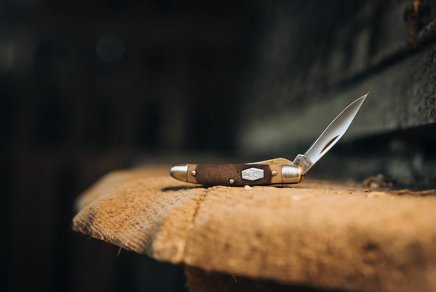 Old Timer 18OT Mighty Mite 4.7in Stainless Steel Traditional Folding Pocket Knife with 2in Clip Point Blade, Nickel Silver Bolsters, and Sawcut Handle for Whittling, Hunting, Camping, EDC, and Outdoor