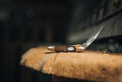 Old Timer 18OT Mighty Mite 4.7in Stainless Steel Traditional Folding Pocket Knife with 2in Clip Point Blade, Nickel Silver Bolsters, and Sawcut Handle for Whittling, Hunting, Camping, EDC, and Outdoor