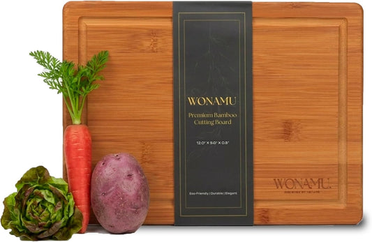 WONAMU Small Bamboo Cutting Board Non Toxic – Lightweight, Durable, Perfect For Charcuterie, Serving Snacks, And Everyday Kitchen Use – Eco-Friendly Kitchen Items And Versatile Wooden Tray
