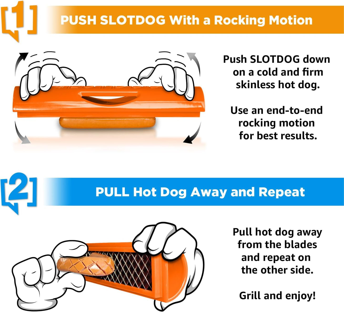 SLOTDOG - Hot Dog Slicing Tool - Stainless Steel Cutter Blades for Kitchen, Grilling, Tailgating, Camping and Backyard Outdoor BBQ - 10 inch - Red